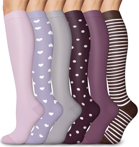 Aoliks Compression Socks for Women and Men, Knee High Support Stockings, Gifts for Pregnant Women, Comfortable Compression Socks for Maternity, Purple Color Set