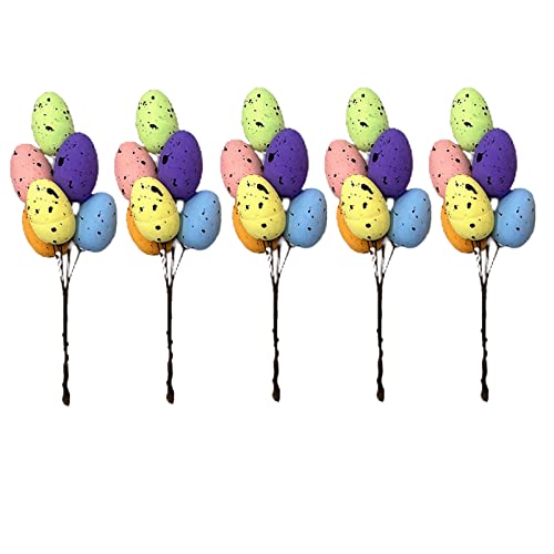 MSUIINT Lot de 5 piques en mousse pour œufs de Pâques - Décoration pour arbre de Pâques - Bouquet d'œufs de Pâques Cover