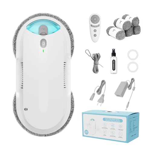 HIXZAP X1 Robot Nettoyeur de Vitres avec Spray Ultrasonique Bidirectionnel, Double hélice4800-6400pa,Réservoir 85ml, Détection des Bords, Navigation...