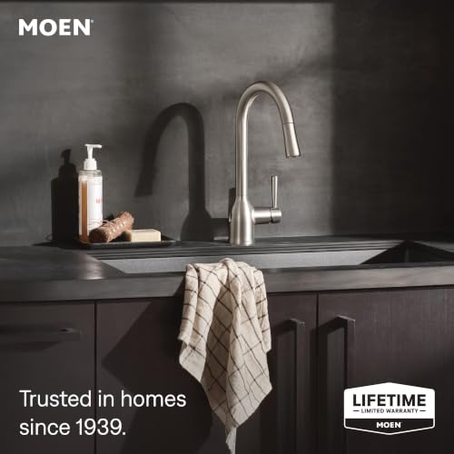 Image of Moen Adler Spot Resist Stainless Motionsense Wave Sensor Touchless One Handle Pulldown Kitchen Faucet Featuring Power Clean, 87233EWSRS