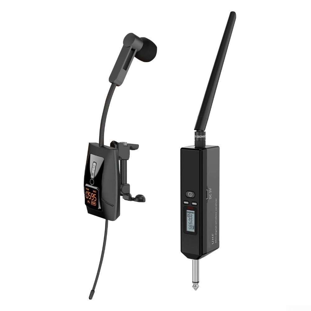 UHF - Sistema de micrófono inalámbrico para violín (610-690 MHz, estable) | Banda UHF de 610-690 MHz, señal estable, caídas mínimas, ideal para escenarios en vivo y conciertos al aire libre