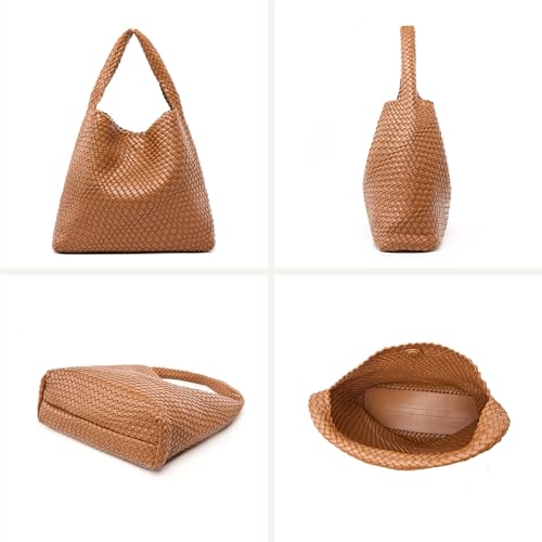 Image of MELOLILA Large Woven Tote Bag for Women Weave Purse Woven Leather Handbag