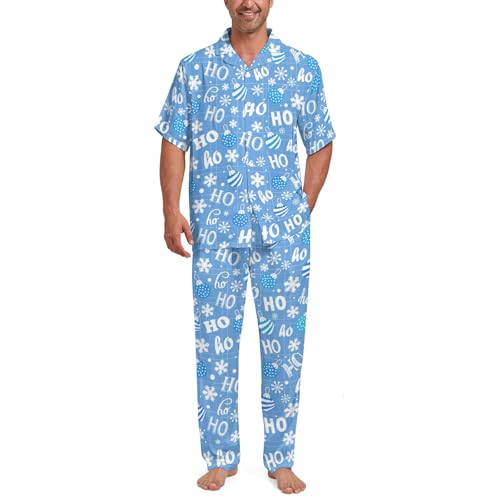 Men's Short Sleeve Pajama Set Sleepwear Button-Down Pjs Sets Soft Comfy 2 Piece Loungewear Sleepwear Outfits with Pockets