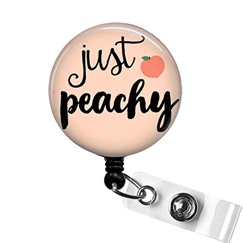 SCRAPHEARTJust Peachy Retractable Badge Reel, RN ID Holder, Cute Peach Badge Reel, Teacher ID Tag, Georgia Nurse Gift, Sweet Summer Fruit Peach Badge