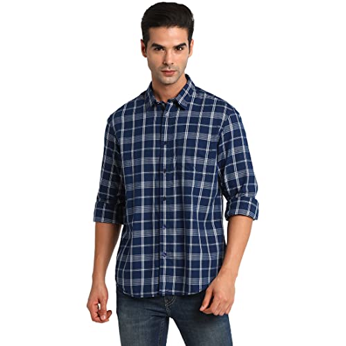 Image of Indian Terrain Checks Cotton Slim Fit Mens Shirt