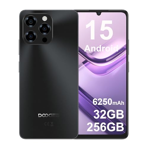 DOOGEE Note58 Pro Móvil 4G Android 15, 32GB RAM + 256GB ROM, Batería 6250mAh, Pantalla 6.75 Pulgadas HD+ 90Hz, AI Camara 16MP, Octa-Core, Dual SIM, NFC, Smartphone Libres, 2025, Negro