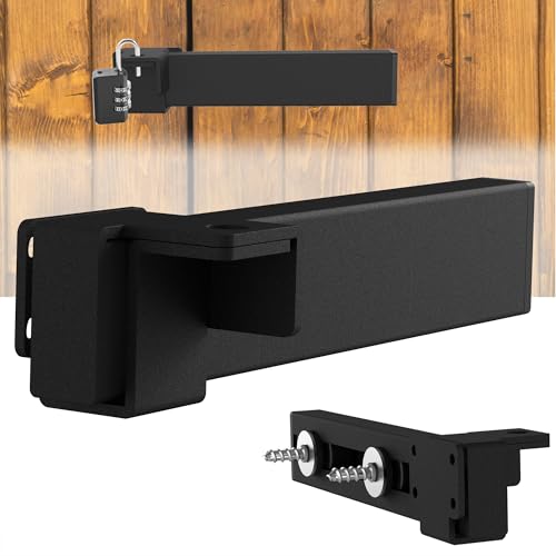 Image of Sdstone Slide Gate Latch,Heavy Duty Door Latch with Padlock Hole,Adjustable Latch Lock with Two Rolling Wheels,Fit for Wooden Fences,Shed,Cottages Farmhouse, Outdoor and Interior Door (Matte Black)