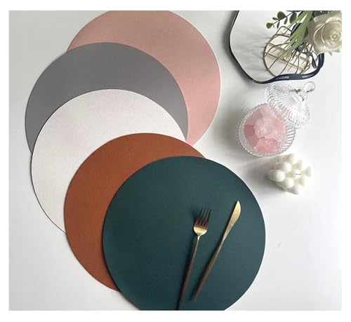Sets de table ronds en similicuir PU tapis isolants double face