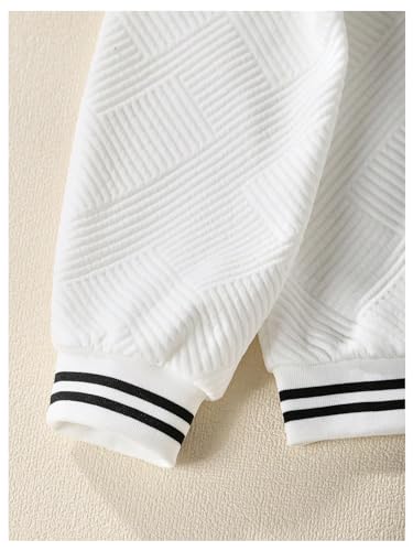 Image of Verdusa Girl's 2 Piece Outfits Long Sleeve Hoodie Sweatshirt and Wide Leg Pants White Black 12Y