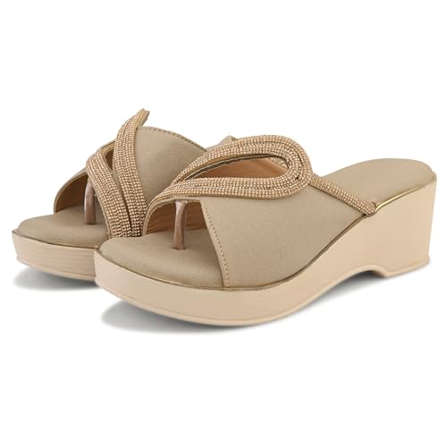 Image of Centrino Women's Wedge Heel Sandals | Stylish Slip-On Sandals for Ladies | Soft Cushioned Footbed for Comfort | Elegant & Trendy Design | Lightweight and Durable Fashion Footwear (9404)