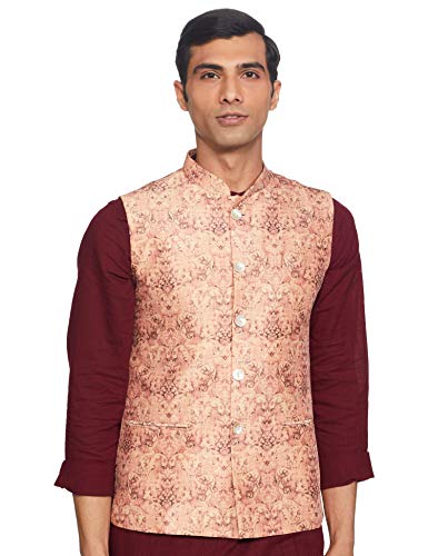 Image of Ethnix by Raymond Ethnix Mens Regular Fit Bundi (RTUA00271-EP Peach 92)