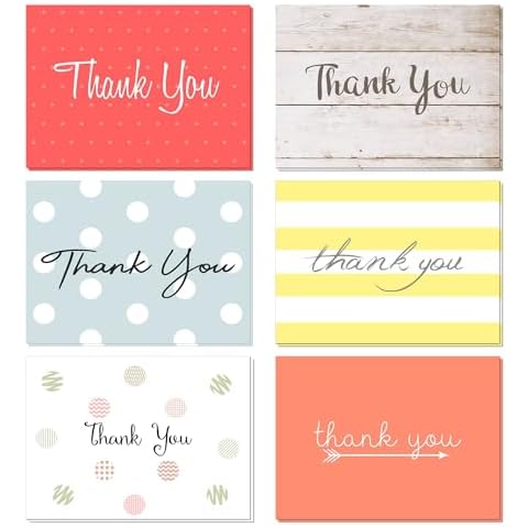 Oaklyn 48 Pack Thank You Cards with Envelopes 4"x 5.25" for Weddings, Baby Shower, Birthday Parties, Business, and Graduation Thank You Cards Blank - Assorted Cover