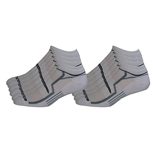 Saucony Men's Performance No-Show Socks, White, M 8-12 Shoe, 12 Pair