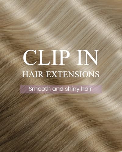 Image of LaaVoo Hair Extensions Clip ins,Flexible Structure for Daily Use | Light Brown Ombre Ash Blonde Mix Platinum Blonde Balayage, 20 Inch 120g 7Pcs, Glueless Design