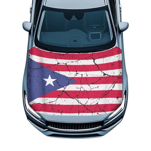 Image of Puerto Rico Car Hood Cover Polyester Elastic Fabrics Can be Washed Suitable for SUV Trucks Universal for Cars