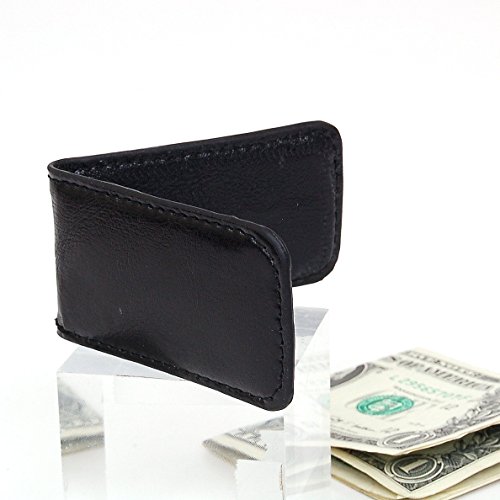 Black Leather Magnetic Money Clip #TOP2