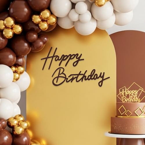 Image of TONIFUL Happy Birthday Sign for Backdrop - Brown Felt Banner - Includes Dot Glue - Perfect for Birthday Party Backdrop,Wall Decor,Balloon Arch,Photo Background