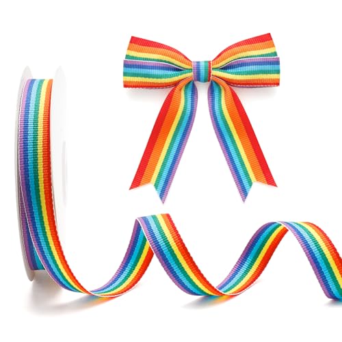 Ruban rayé Arc-en-Ciel,Ruban Décoratif de Couleur Arc-en-Ciel,pour Envelopper un Cadeau Décorer la Maison et Bricolage à la Main