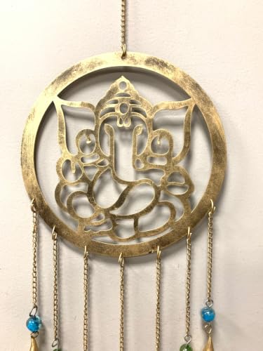 Image of DULI Metal Windchime Wall Hanging, Feng Shui, Wall Art, Wall Decor, PositiveVibes, Rustic Wall Hangings, Wall Art, Diwali Decor, Home Decor, Positive Vibes (Metal-GaneshaBellsHnaging)
