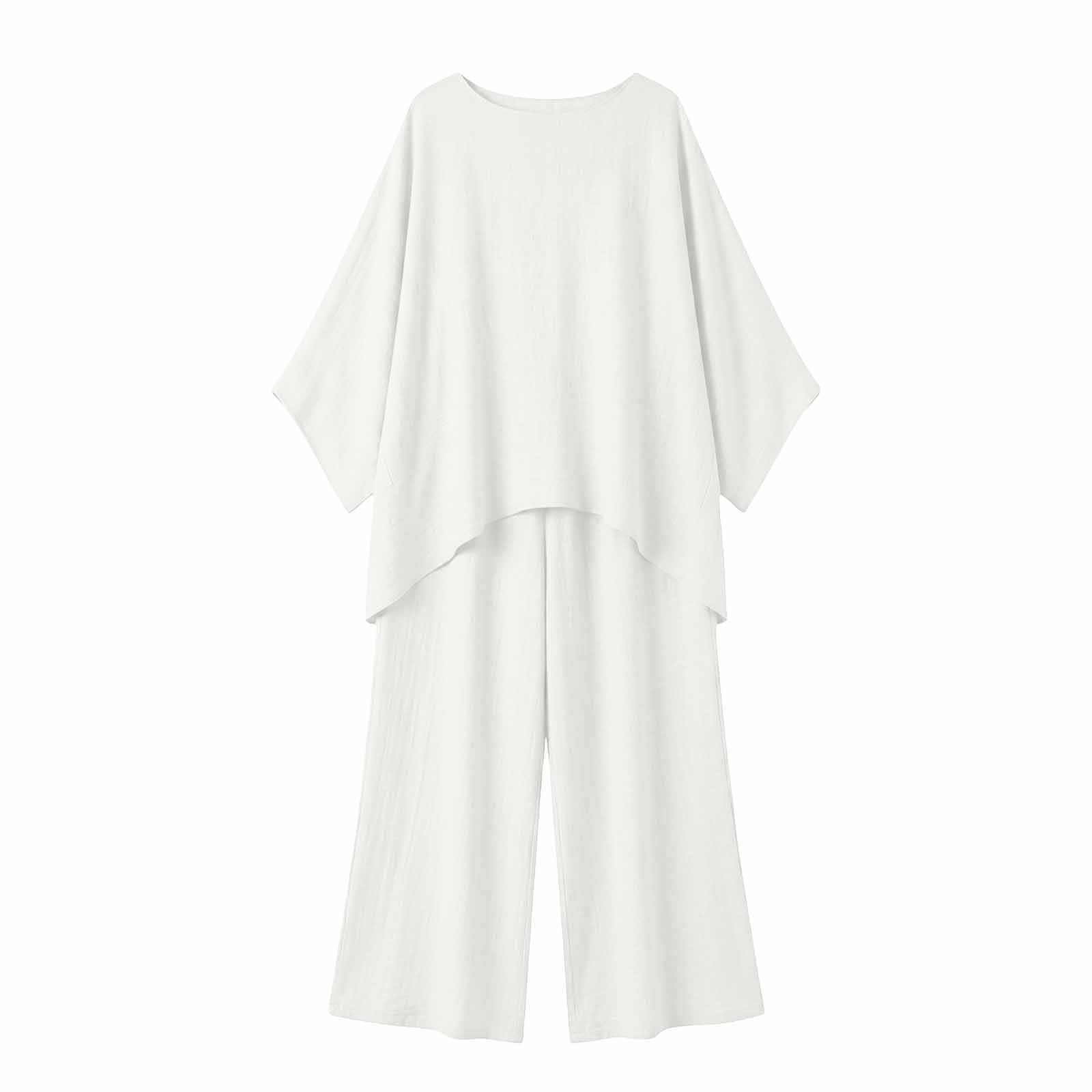 Completo Donna Elegante Cerimonia - Abbigliamento Estivo Donna Completo Estivo Casual Composto da Pantaloni a Gamba Larga vestibilità Comoda E Ampia E Top Traspirante Due Pezzi