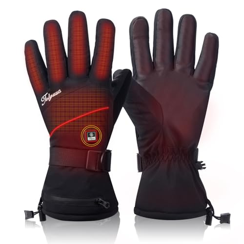 Beheizbare Handschuhe für Herren Damen Touchscreen Wasserdicht mit 7.4V 5500mAh Akku, 3 Temperaturstufen, USB-C Elektrisch Wiederaufladbar Männer Frauen Heiz Handschuhe Arbeiten im Freien Motorrad
