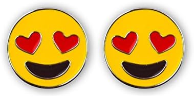 Amazon Everything絵文字 ハート目シルバースタッドイヤリング Cute Emoticonジュエリー ギフト アクセサリー ピアス 通販