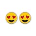 Everything Emoji | Heart Eyes Silver Stud Earrings | Cute Emoticon Jewelry | Gifts & Accessories