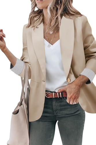 Genhoo Blazers for Women Long Sleeve Open Front Button Casual