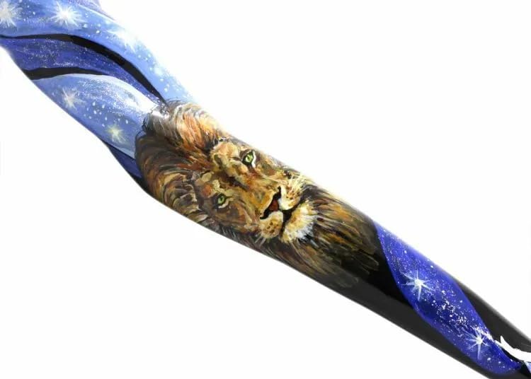 Hand Painted Polished Eland Kosher Shofar Horn Musical Instrument The Lion of Judah Jewish Gift Home Decor Prayer from Israel (45-50cm)