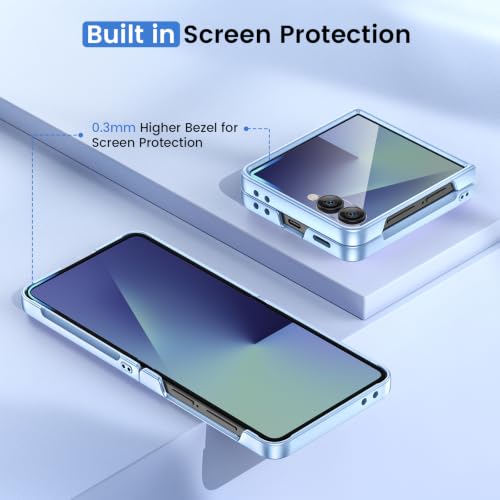 Image of Ruky for Z-Flip-8 Slim Case, with Built-in Back Screen Protector, Blue | Support Wireless Charging Hard PC Ultra-Thin Full Body Protective Phone Cover for Samsung Galaxy Z Flip 8, Blue