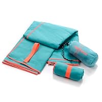 Handdoek microvezel zwemmen dubbelzijdig maat M 60 x 80 cm groen/blauw