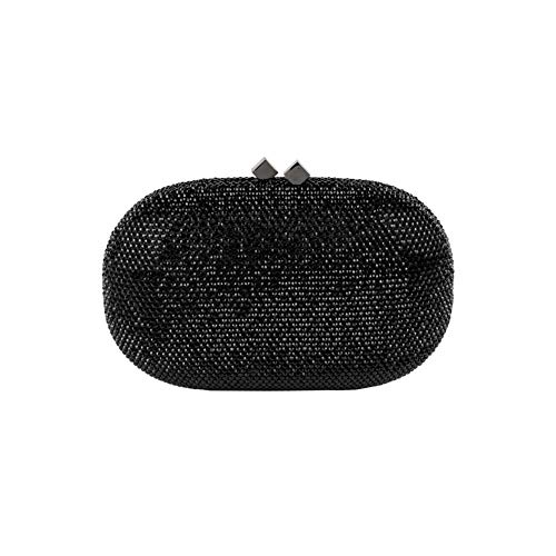 Sac clutch Belinda noire en satin premium et cristaux de luxe