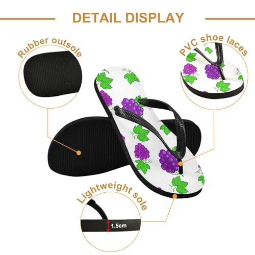 Grape Leaf White Flip Flops for Beach Thong Sandals Anti-slip Lightweight Beach Shoes for Indoor Outdoor House3