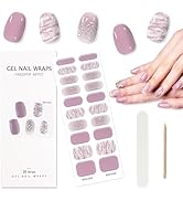 TOROKOM Cured Gel Nail Strips, 20PCS Gel Nail Stickers Kit Work with any UV Nail Lamps, Long Last...