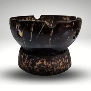 KARBONIK21 Ashy (set of 2) | Ash Tray | Coconut Shell Wood Ash Tray | Eco-Friendly| 2 Unit (Natural one size)