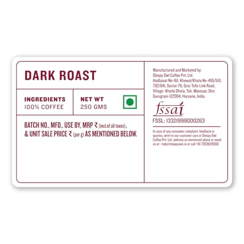 Image of Sleepy Owl Dark Roast Ground Coffee | Fine Grind Coffee | Suitable for Moka Pot, Home Espresso brewing | 100% Arabica | Freshly Roasted & Ground | 250g | Directly Sourced From Chikmagalur (Pack of 2)