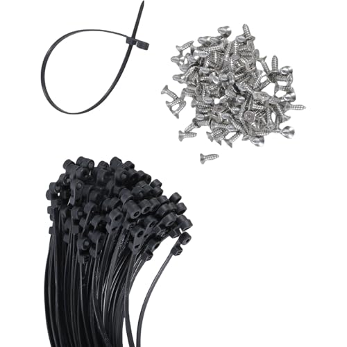 100 Uds 12 pulgadas Cable de Nylon Negro Corbatas Tornillos Montables Corbatas Tornillos Cable de Montaje Cables para Cercas Y Gestión de Alambres