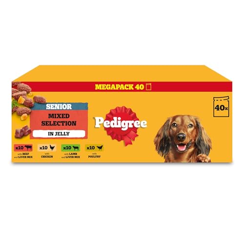 PEDIGREE Senior Dog Food Pouches Chunks in Jelly 40 x 100 g Multipack