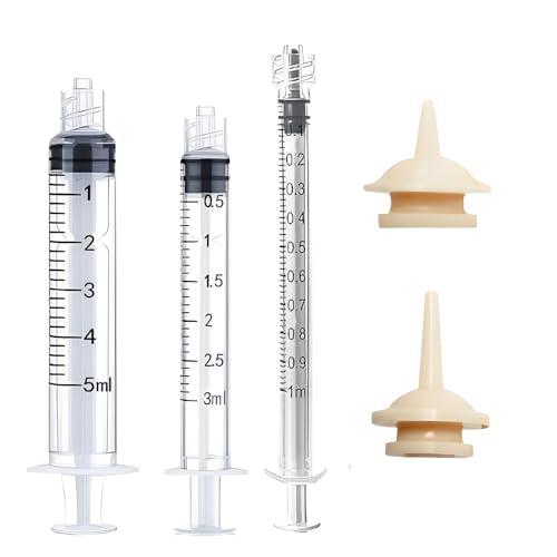 Image of 3 PCS Injection Syringe for Feeding+2PCS Short and Long Nipples, Hand Feeding Syringe for Birds and Small Pets, 1ml 3ml 5ml Syringe Set PP and Silicone Material for Nutrition Delivery