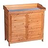 Outdoor garden patio wooden storage cabinet furniture waterproof tool shed with potting benches outdoor work station table natural  urban country home decor