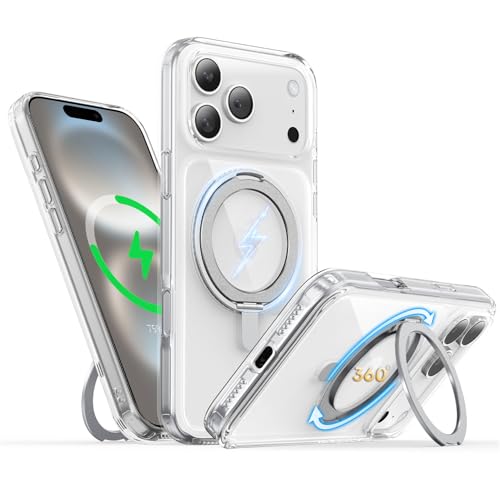 Coque iPhone 17 Pro Max Transparente Antichoc MagSafe Fine avec Anneau de Support Intégré