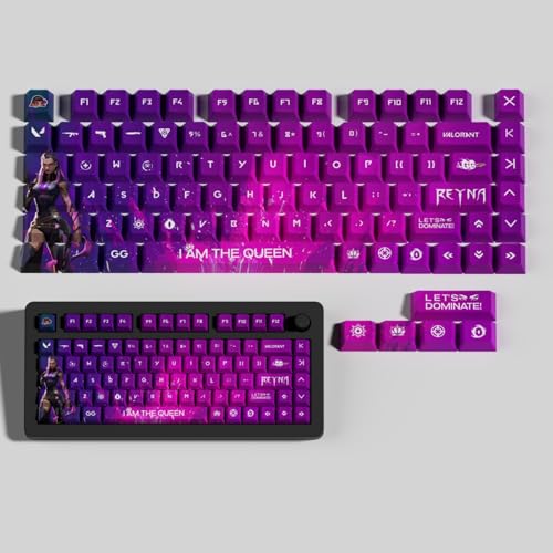 Valorant Reyna Set mit 82 Keycaps PBT hohe Dichte Cherry Profile Dye Sublimation Layout ideal für Content-Ersteller und Sportbegeisterte