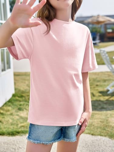 Image of Haloumoning Girls Short Sleeve T-Shirts | Kids, Summer,Girls shirts,Oversized t shirts,Girls T-Shirts,Oversized Tops, Casual Crewneck, Basic Tees 5-14Y