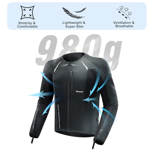 DUHAN Motorcycle Shirt Mesh Motorcycle Jacket Men with CE Level 2 Armor motorcycle protective gear for All Seasons (US, Alpha, Small, Regular, Regular, Grey)