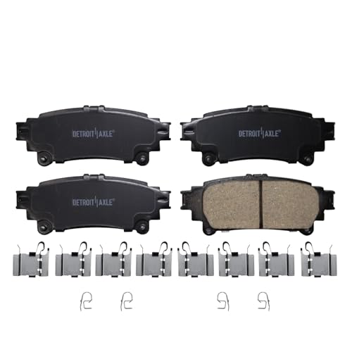 Image of Detroit Axle - Rear Brake Pads for Toyota Sienna Highlander Mirai Prius V | Lexus GS200t GS350 GS450h IS200t IS250 IS300 IS350 RC200t RC300 RC350 RX350 RX450h, Ceramic Brake Pads w /Hardware Replacement
