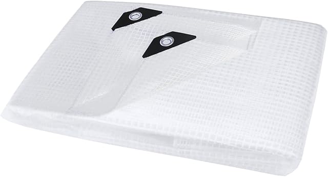 ANSIO Tarpaulin 2m x 3m / 6.5ft x 10ft Tarpaulin Waterproof Sheet 140g/m² - Mesh Clear