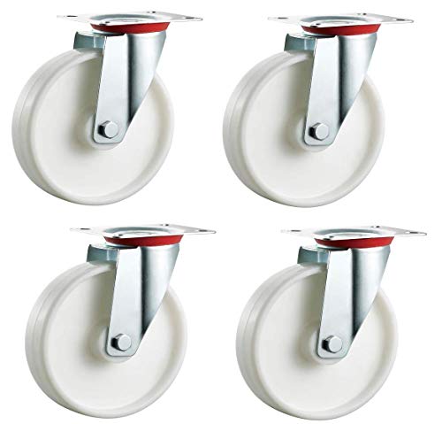 Ruedas giratorias de nailon de 100 mm, montaje de placa superior, ruedas resistentes de Bulldog Castors u0096 Máx. 560 kg por juego