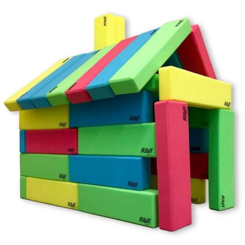 RIWI 24 Blocs de Construction en Mousse XXL | Grands Blocs de Construction Mous | Certifié TÜV Autriche | Qualité de la Mater