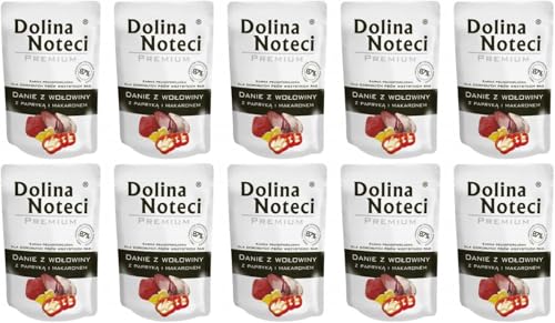 Dolina Noteci Premium - Rindgericht mit Paprika und Nudeln - Glutenfrei Nassfutter für Hunde 300g (10-er Pack)