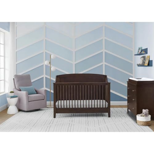 Image of Campbell 6-in-1 Convertible Crib Walnut Espresso | GREENGUARD Gold Certified Baby Bed with Adjustable Mattress Levels & Expanding Modes | Elegant, Safe, Durable Nursery Furniture (140x76x107 cm)
